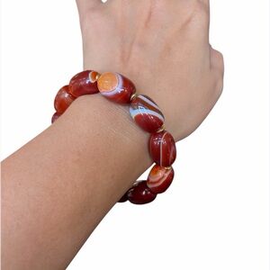 Red Banded Agate Stretch Bracelet
